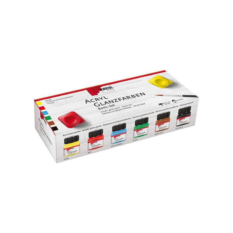 KREUL Acryl-Glanzfarbe, Basis-Set 6 x 20 ml