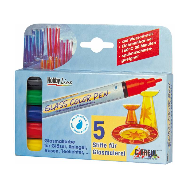 KREUL Glass & Porcelain Pen Clear, 5er-Set