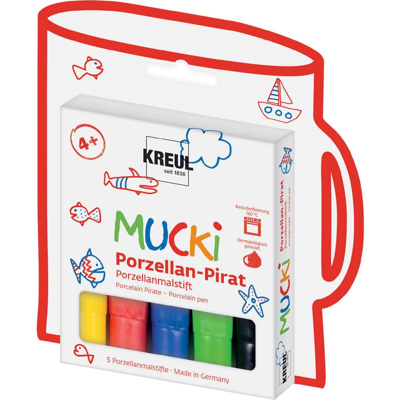 KREUL Porzellan-Pirat Porzellanmalstift "MUCKI", 5er-Set