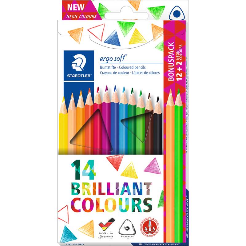 STAEDTLER Dreikant-Buntstift ergosoft, 12+2 Kartonetui