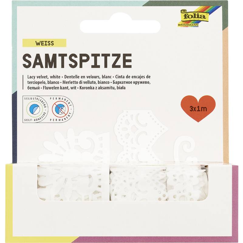 folia Samtbordüren "Spitze", selbstklebend, weiß