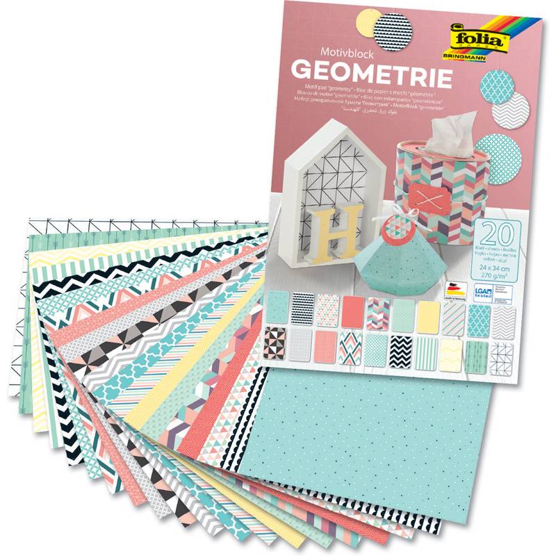Folia 48449 - 270 g/m² - 240x340 mm - 20 Blatt - Motivblock Geometrie - 240 x 34