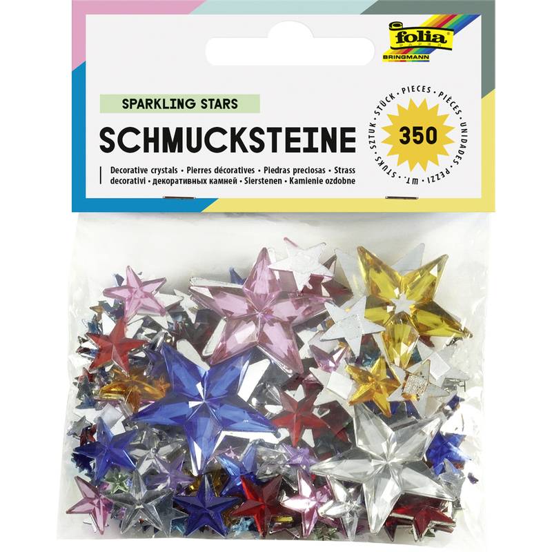folia Schmucksteine Sterne, Größen und Farben sortiert
