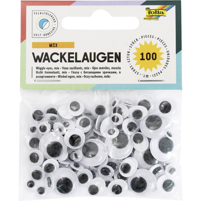 folia Wackelaugen-Mix, Größen sortiert, selbstklebend