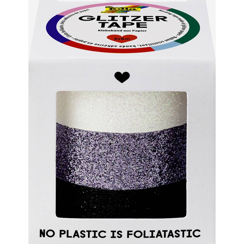 folia Deko-Klebeband Glitzer-Tape, weiß/grau/schwarz