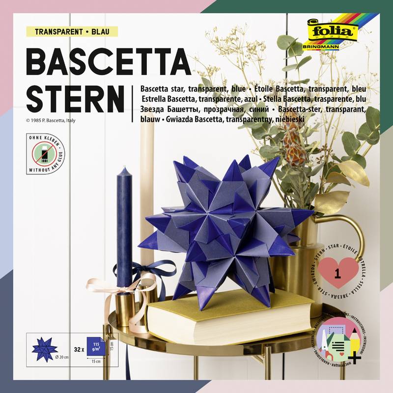 folia Faltblätter Bascetta-Stern, blau-transparent