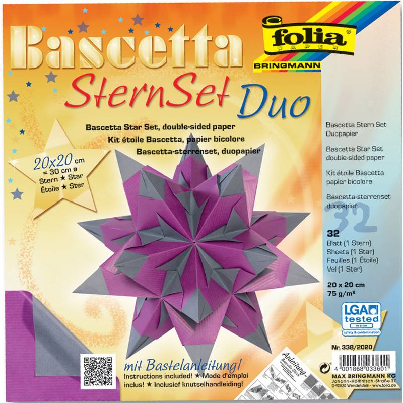 folia Faltblätter Bascetta-Stern, 200x200 mm, lila/anthrazit
