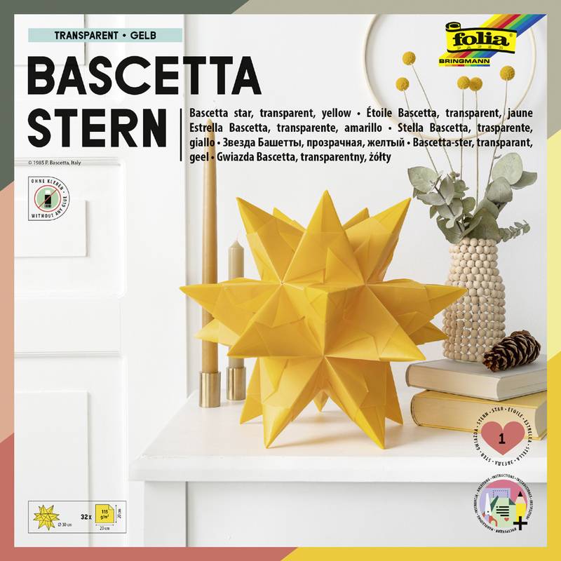 folia Faltblätter Bascetta-Stern, gelb-transparent