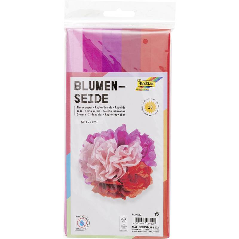 folia Seidenpapier, (B)500 x (H)700 mm, 20 g/qm, Mix rot