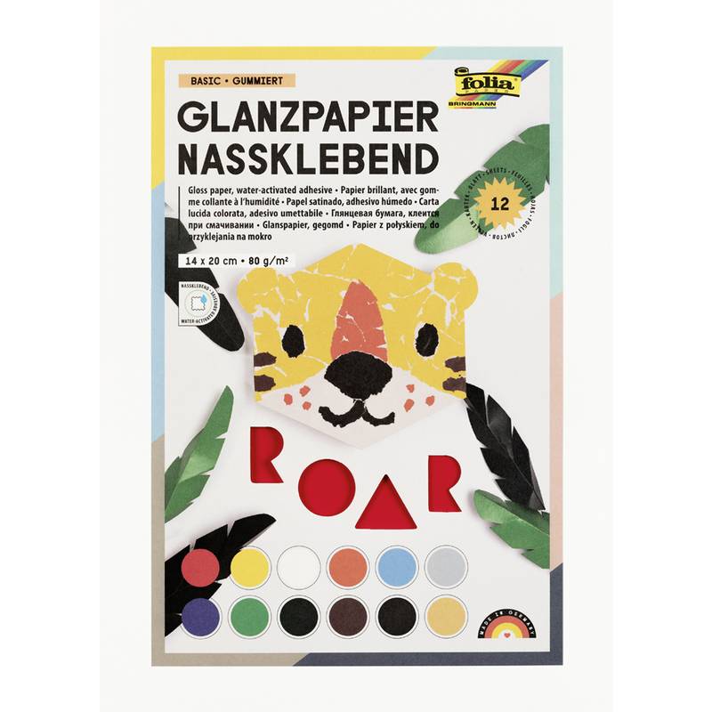 folia Glanzpapier-Bastelheft, 140 x 200 mm, 12 Blatt