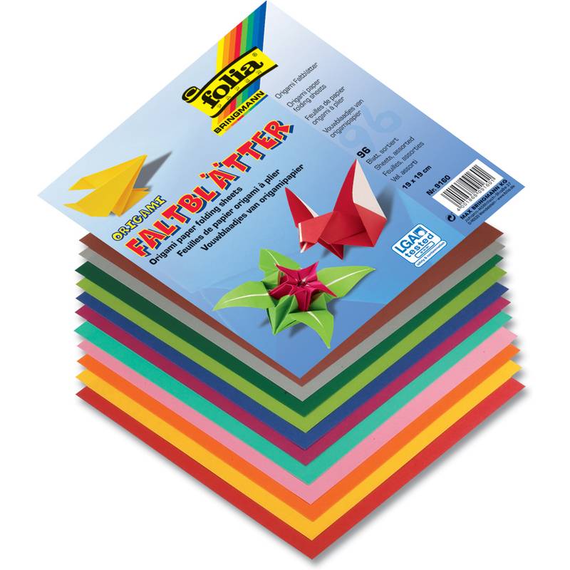 folia Origami-Faltblätter, 100 x 100 mm, farbig sortiert