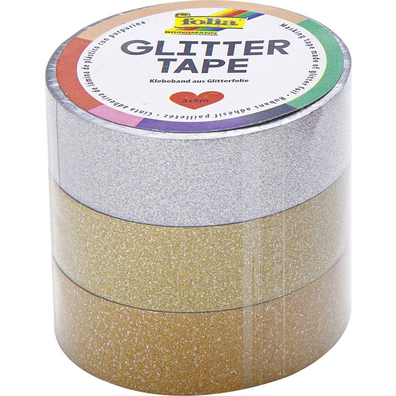 folia Deko-Klebeband "Glitter Tape", silber/hellgold/gold
