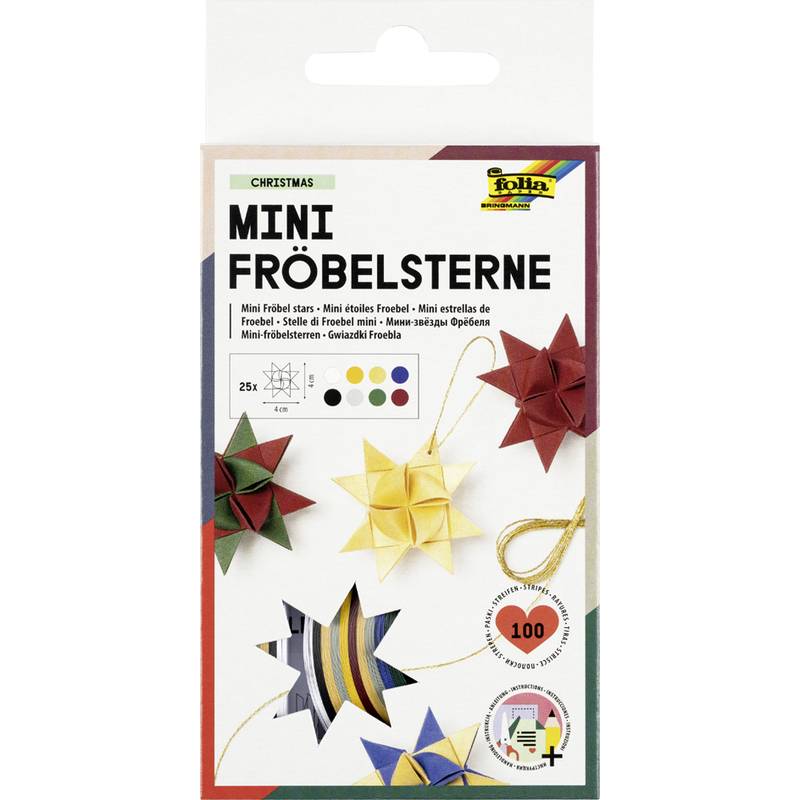 folia Faltpapierstreifen für Fröbelsterne, Weihnachtsfarben