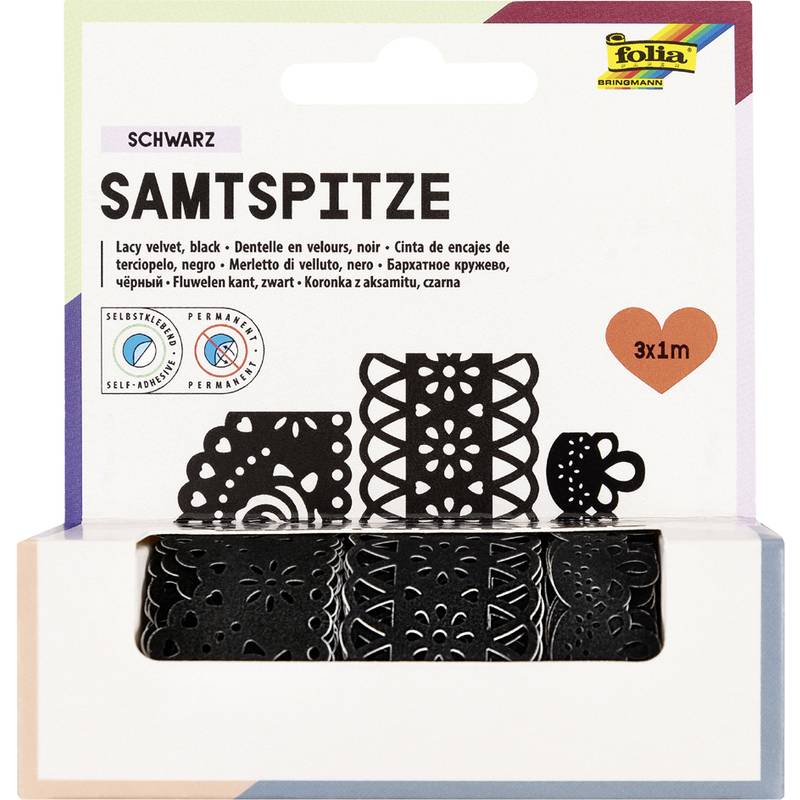 folia Samtbordüren "Folklore", selbstklebend, schwarz