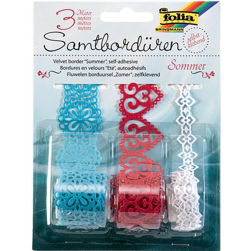 folia Samtbordüren "Sommer", selbstklebend, farbig sortiert