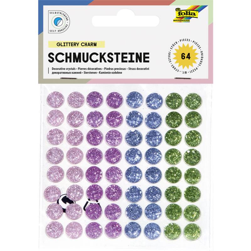 folia Schmucksteine "Sugar", selbstklebend, farbig sortiert