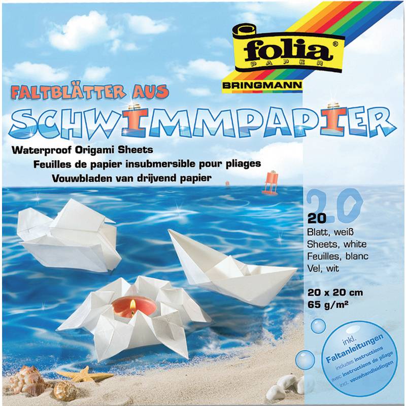 folia Faltblätter aus Schwimmpapier, 200 x 200 mm, weiß