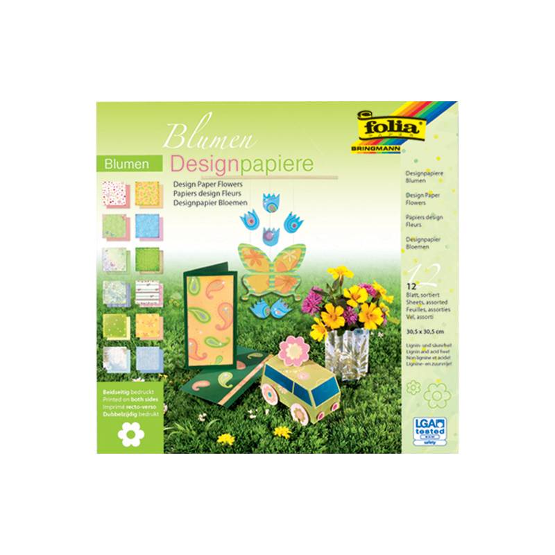 folia Designpapierblock "Blumen", 305 x 305 mm, 12 Blatt