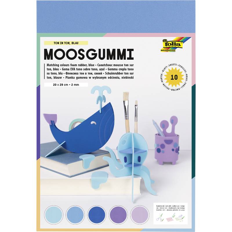 folia Moosgummi, (B)200 x (H)290 mm, TON IN TON MIX blau
