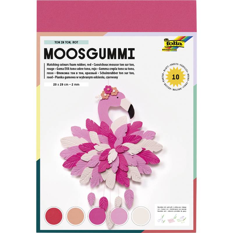 folia Moosgummi, (B)200 x (H)290 mm, TON IN TON MIX rot