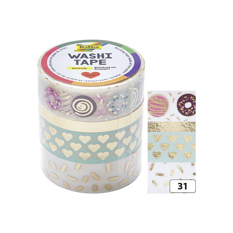 folia Deko-Klebeband Washi-Tape Hotfoil Gold II, 4er Set