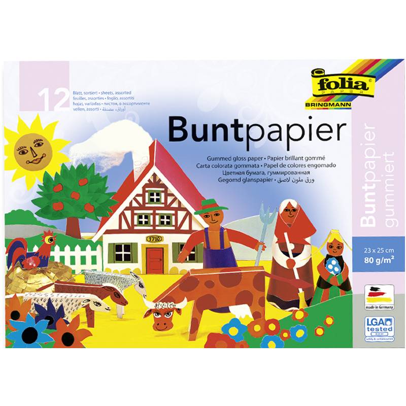 Folia 777 - Mehrfarben - 80 g/m² - 230x250 mm - 12 Blatt - 23 x 25 cm - 12-fabri
