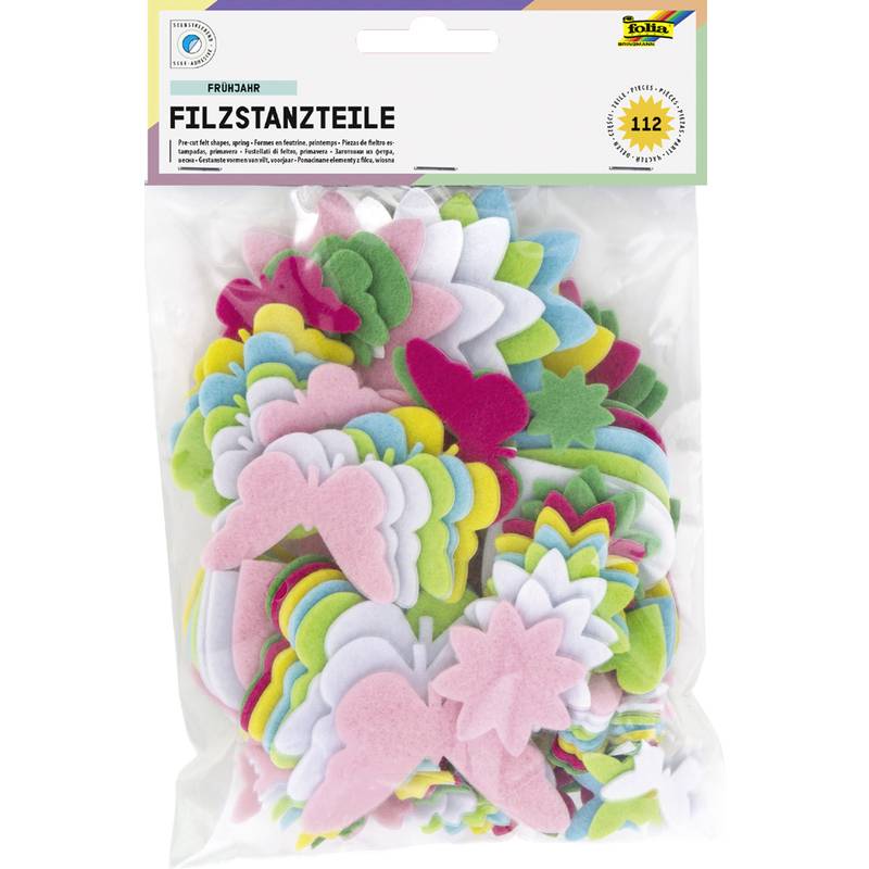 folia Bastelfilz-Stanzteile "Frühjahr", 112 Teile