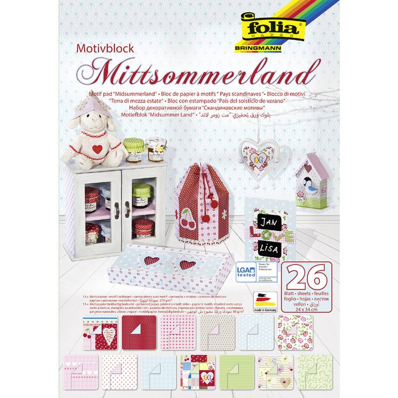 Folia 46849 - 26 Blätter A4 - 80 g/m² - 24 x 34 cm - 26 Blatt sortiert - MITTSOM