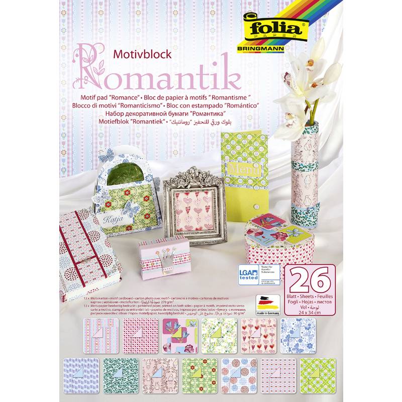 folia Motivblock "Romantik", 240 x 350 mm, 26 Blatt