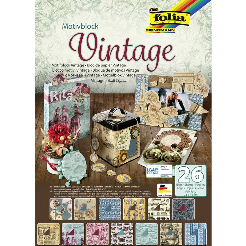 Folia 47549 - 26 Blätter - 80 g/m² - 240x340 mm - 26 Blatt - 24 x 34 cm - Vintag