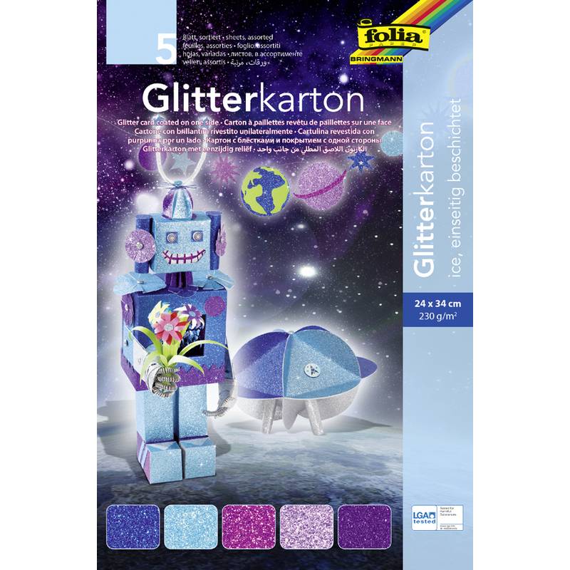 folia Glitterkarton "Ice", 240 x 340 mm, 300 g/qm