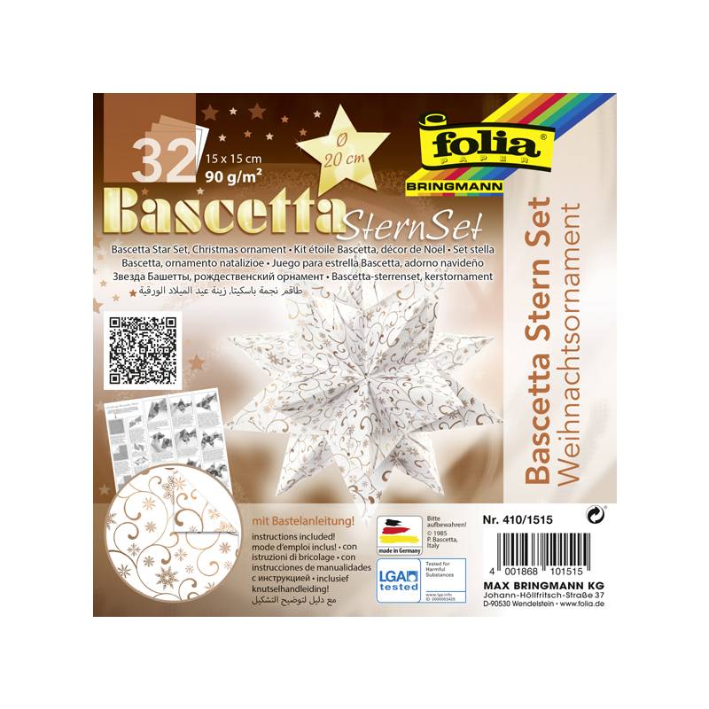 folia Faltblätter Bascetta-Stern "Ornament 1", 150 x 150 mm