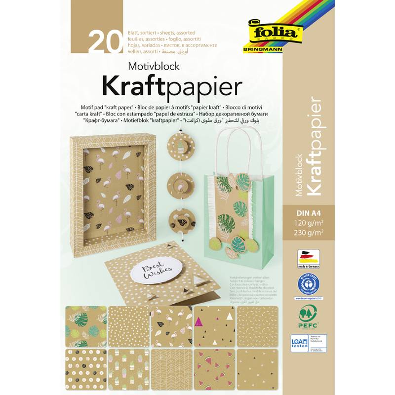 Folia 48798 - Kunstpapier - 230 g/m² - 20 Blätter - Kraft paper - 20 sheets