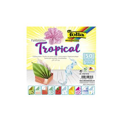 folia Faltblätter-Set "Tropical", 150 x 150 mm, 50 Blatt