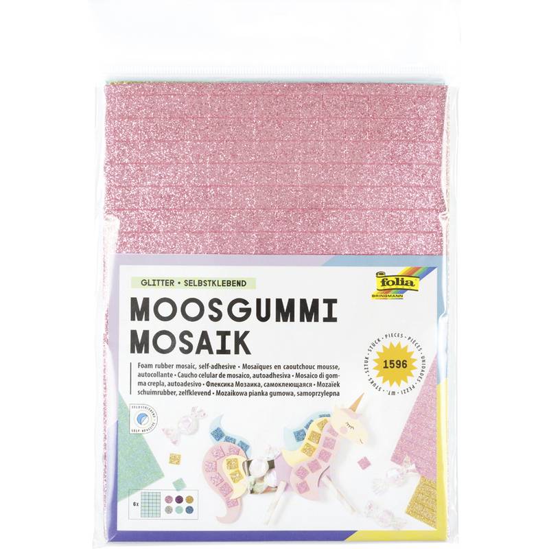 folia Moosgummi-Mosaik "Glitter", selbstklebend, 1.596 Teile