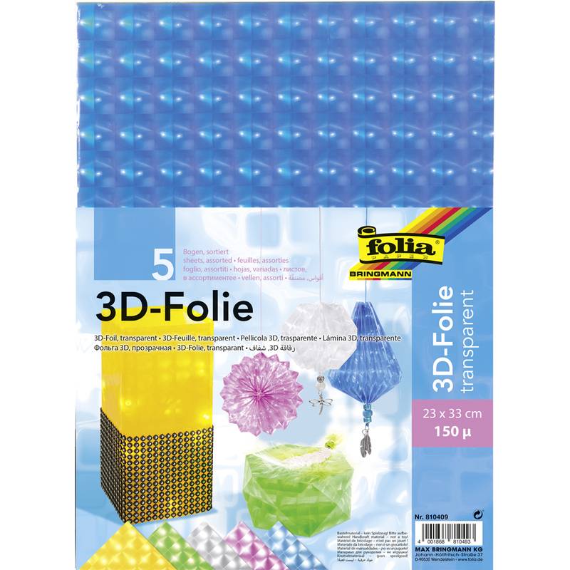 folia 3D-Folie, Stärke: 150 my, 230 x 330 mm, sortiert