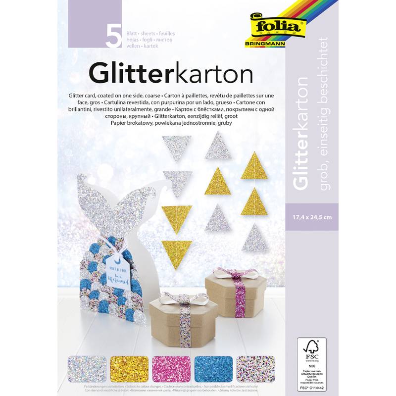 folia Glitterkarton "GROB", 174 x 245 mm, 300 g/qm