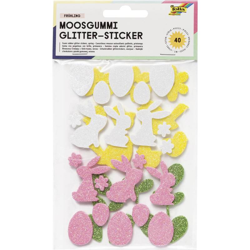 folia Moosgummi Glitter-Sticker "Frühling"
