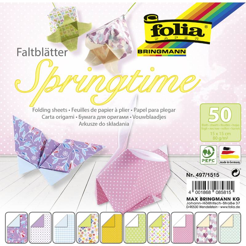 folia Faltblätter "Springtime", 150 x 150 mm, 80 g/qm