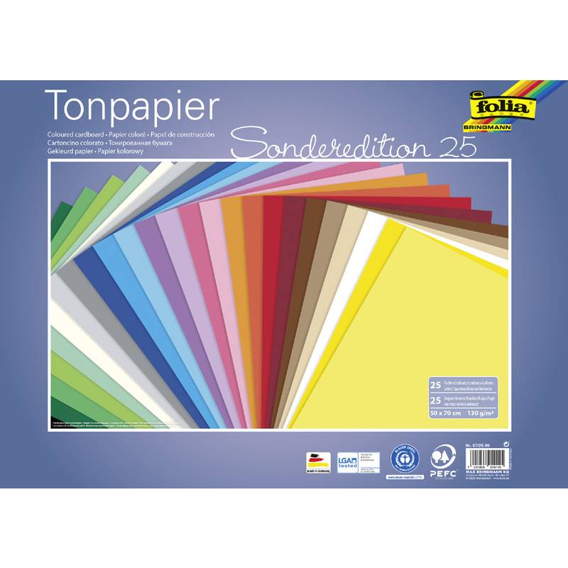 folia Tonpapier, (B)500 x (H)700 mm, 130 g/qm, sortiert