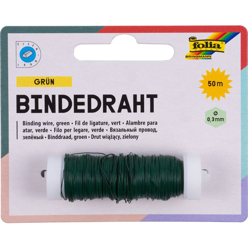 folia Bindedraht, 0,3 mm x 50 m, grün, aus Eisen