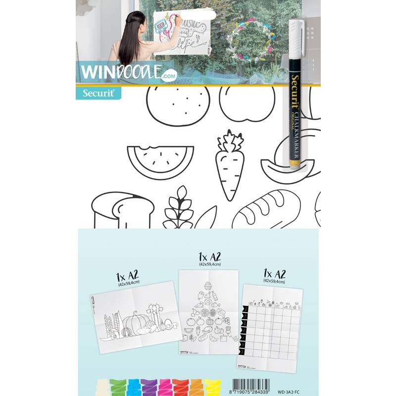 Securit Fensterschablonen-Set WINDOODLE, Lebensmittel-Motiv