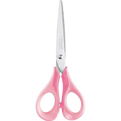 Rosafarbene Scheren mit Griffen aus Kunststoff und Klingen aus Edelstahl, geeignet für allgemeine Schneidaufgaben.