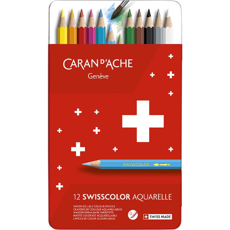 CARAN D'ACHE Buntstifte SWISSCOLOR Aquarelle,12er Metalletui