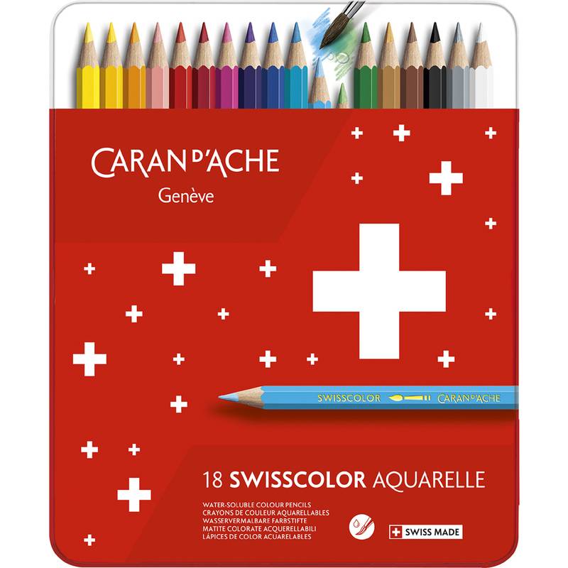 CARAN D'ACHE Buntstifte SWISSCOLOR Aquarelle,18er Metalletui