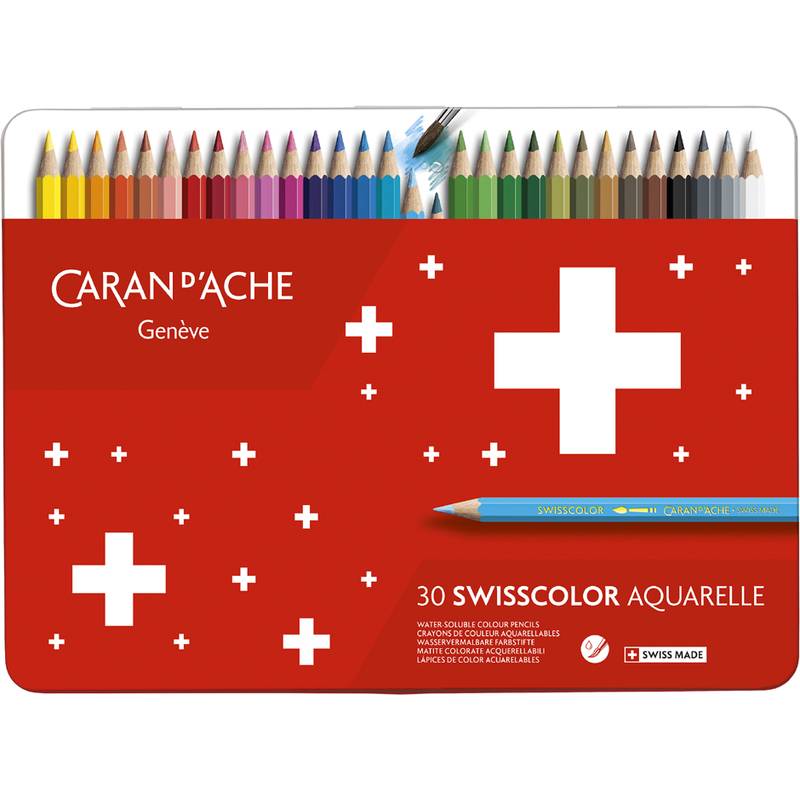 CARAN D'ACHE Buntstifte SWISSCOLOR Aquarelle,30er Metalletui