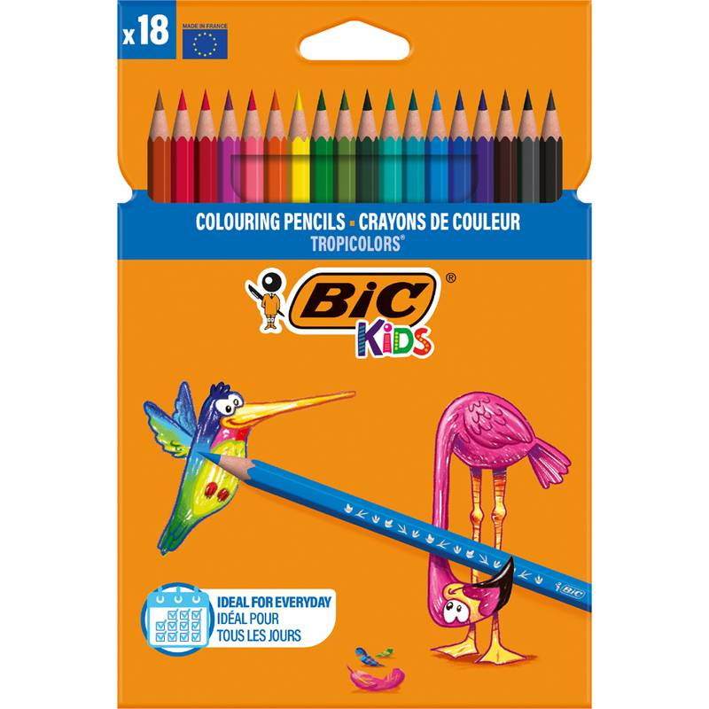 BIC Kids Buntstifte Tropicolors, 18er Kartonetui