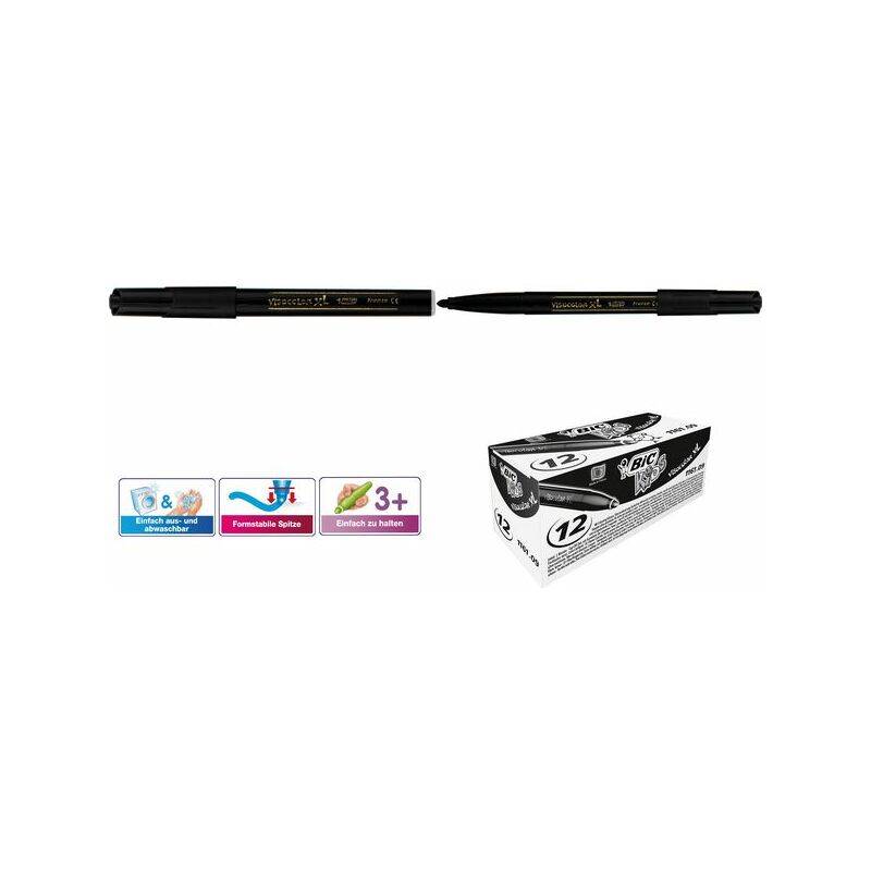 BIC KIDS Fasermaler "Visacolor XL", schwarz, 12 Stück