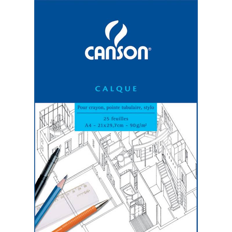 CANSON Transparentpapierblock, DIN A4, 90/95 g/qm, 25 Blatt