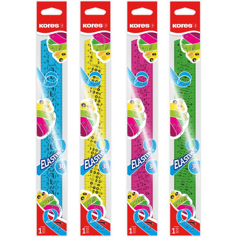 Kores Flachlineal Elastik, 300 mm, aus Kunststoff, bruchfest